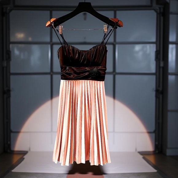 Speechless Spaghetti strap black and pastel pink satin pleated Small - Picture 10 of 12